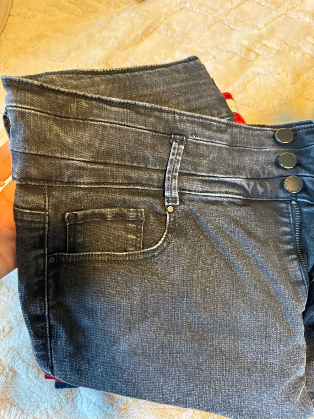 Ann Taylor High-Waist Women’s Black Denim Jeans with Triple Button
